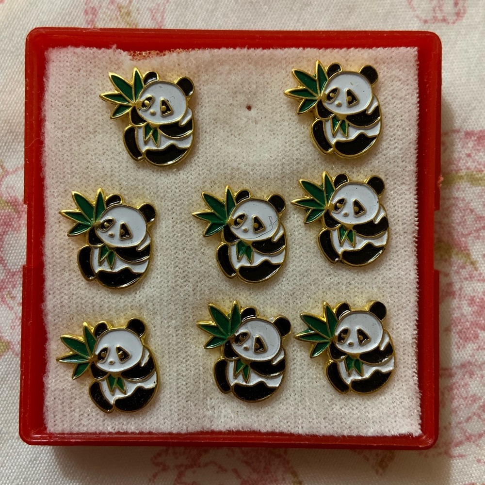 Tiny Enamel Panda Pins